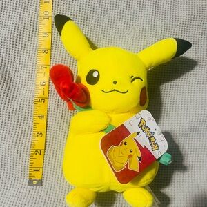 Pokemon Pikachu Plush with Red Rose